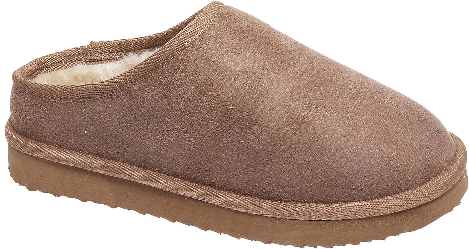 OUTWOODS Kids Girls Clog Slippers, Kids Closed Toe Fur Lined Slip On Clog Slippers