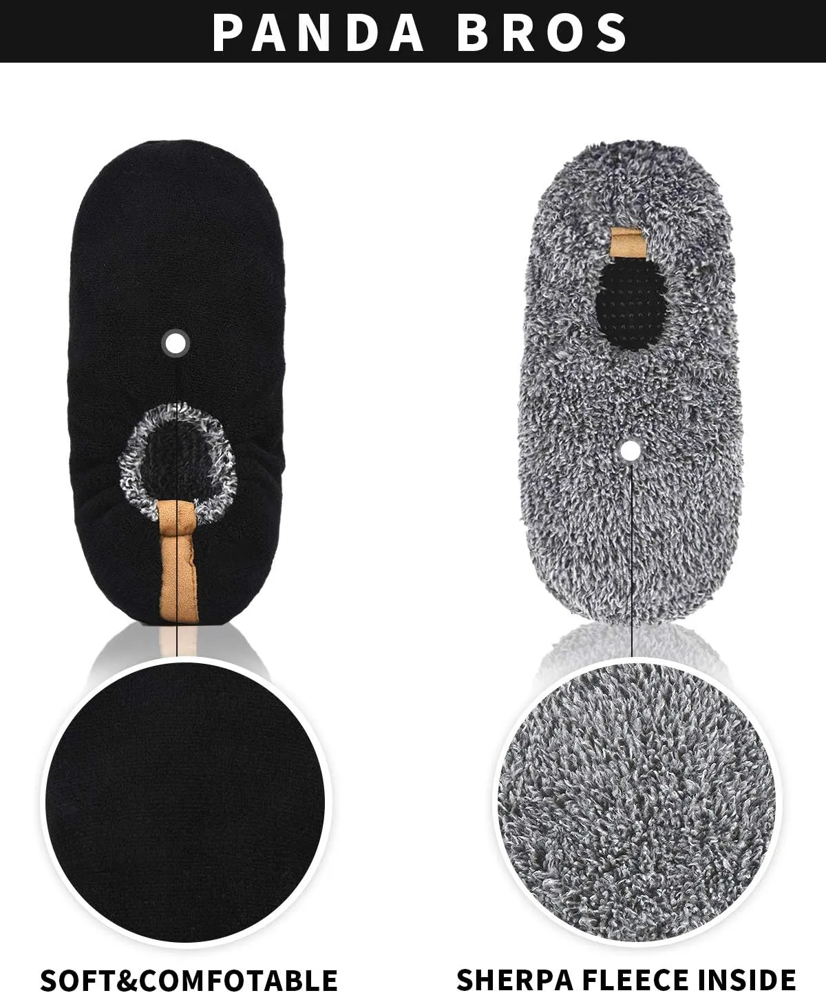Panda Bros Mens Slipper Socks Low Cut Super Soft Warm Home Sock with Non-Slip Indoor Slipper Shoes Socks