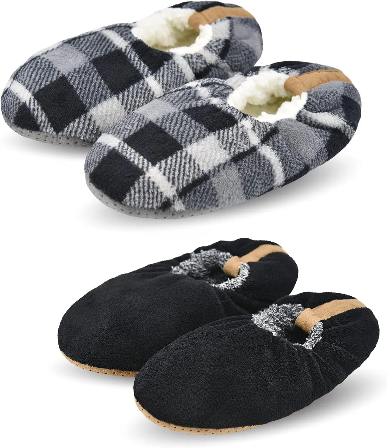 Panda Bros Mens Slipper Socks Low Cut Super Soft Warm Home Sock with Non-Slip Indoor Slipper Shoes Socks
