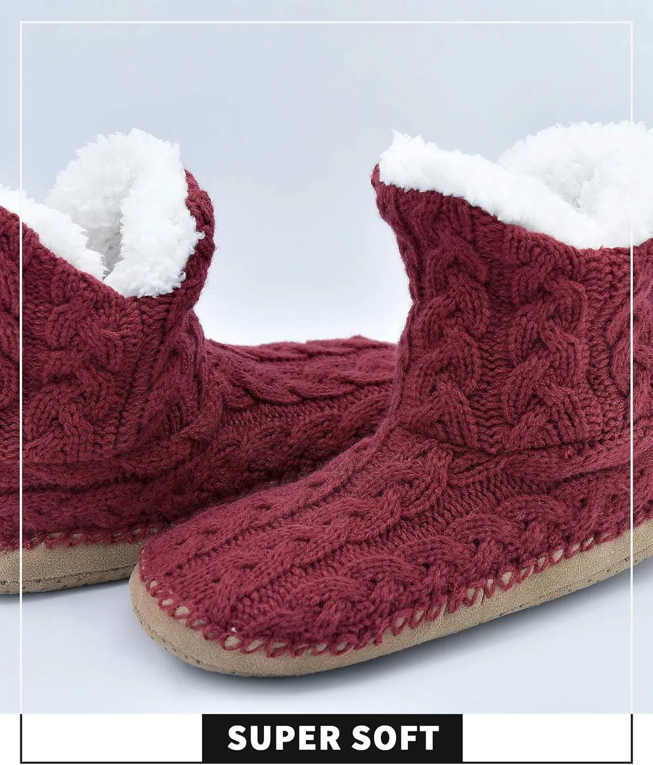 Panda Bros Slipper Socks For Women With Grippers, Fuzzy Womens Slipper Booties With Non Slip Bottoms, Cozy Warm House Slippers