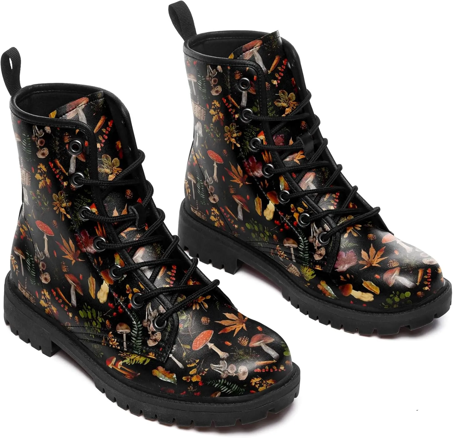 Punk Combat Boots, Stylish Motorcycle Booties for Men & Women, Waterproof Work Boot with Artistic Design