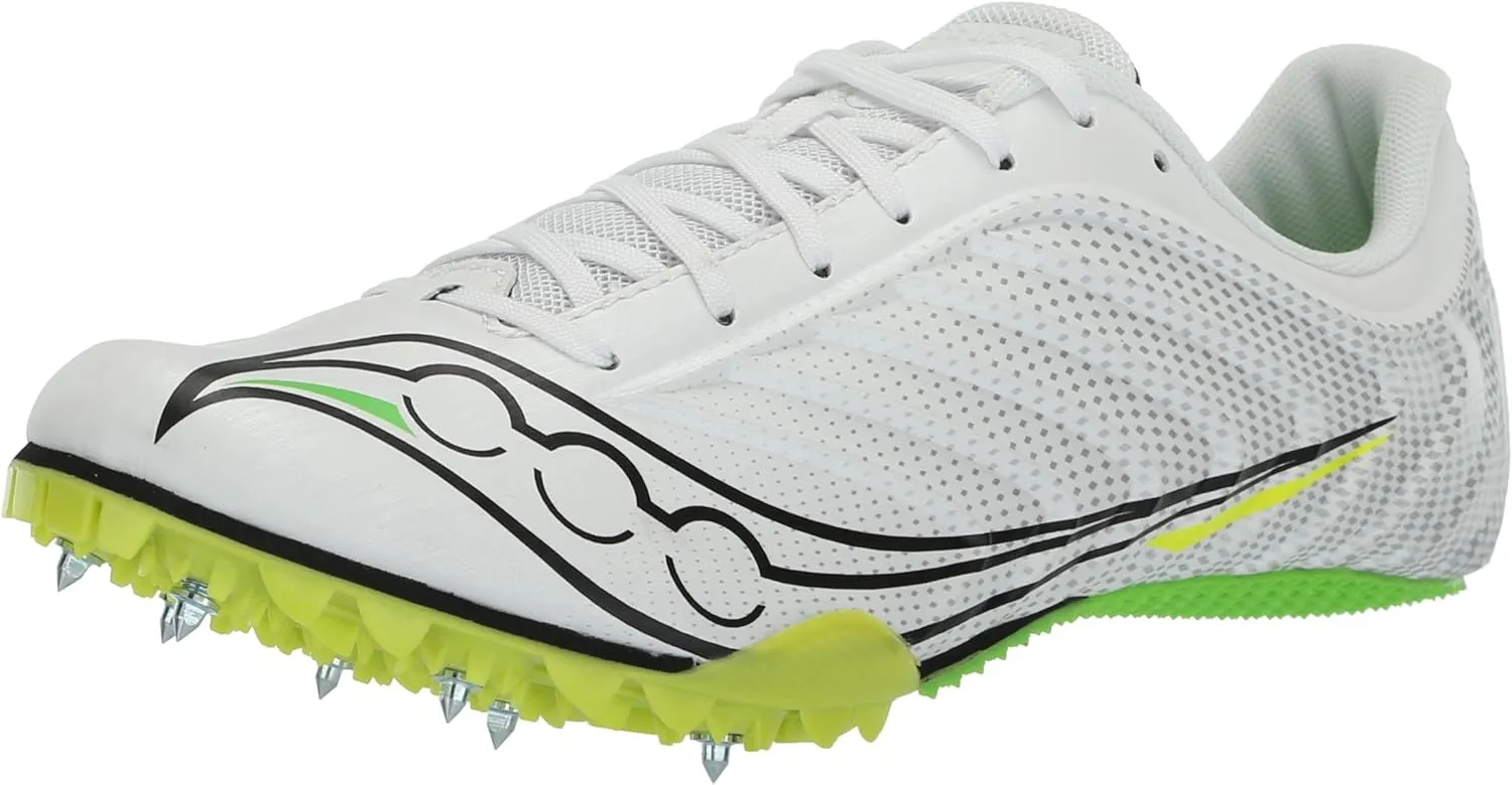 Saucony Men's Spitfire 5 Cross Country Running Shoe Sneaker, White/Slime, 10.5