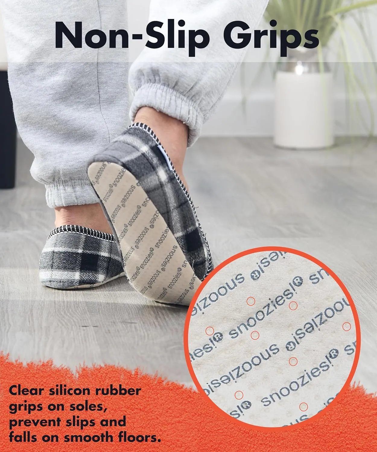 Snoozies Alpine Plaid House Slippers for Men, Non-Skid Soft Sole Slippers for Men with Warm Sherpa Fleece Lining