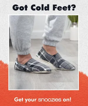 Snoozies Alpine Plaid House Slippers for Men, Non-Skid Soft Sole Slippers for Men with Warm Sherpa Fleece Lining