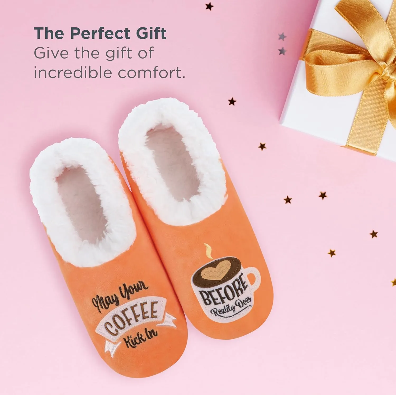 Snoozies Pairables Sherpa-lined Slipper Socks - Fuzzy and Cute Slippers for Women with Non-Slip Sole - Ladies Warm Slippers
