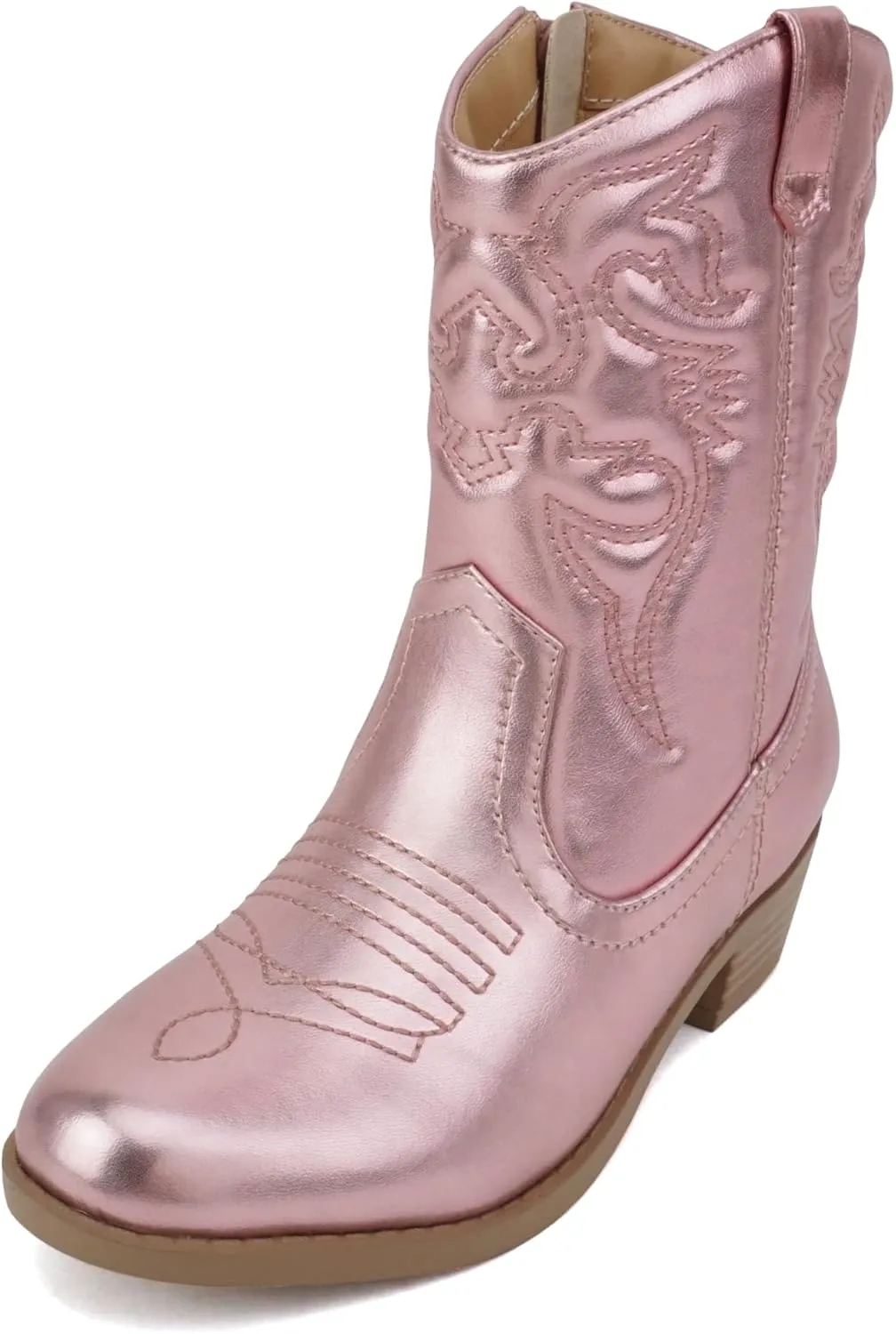 Soda RENO-2 Kids/Girls/Children Western Cowboy Stitched Pointe Toe Low Heel Ankle Mid Shaft Fashion Boots