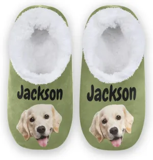 Solid Color Personalized House Slippers for Women Custom Women's Fuzzy Slippers for Indoor Outdoor Slippers with Photo Soft Cozy Warm Slippers Bedroom Shoes for Men