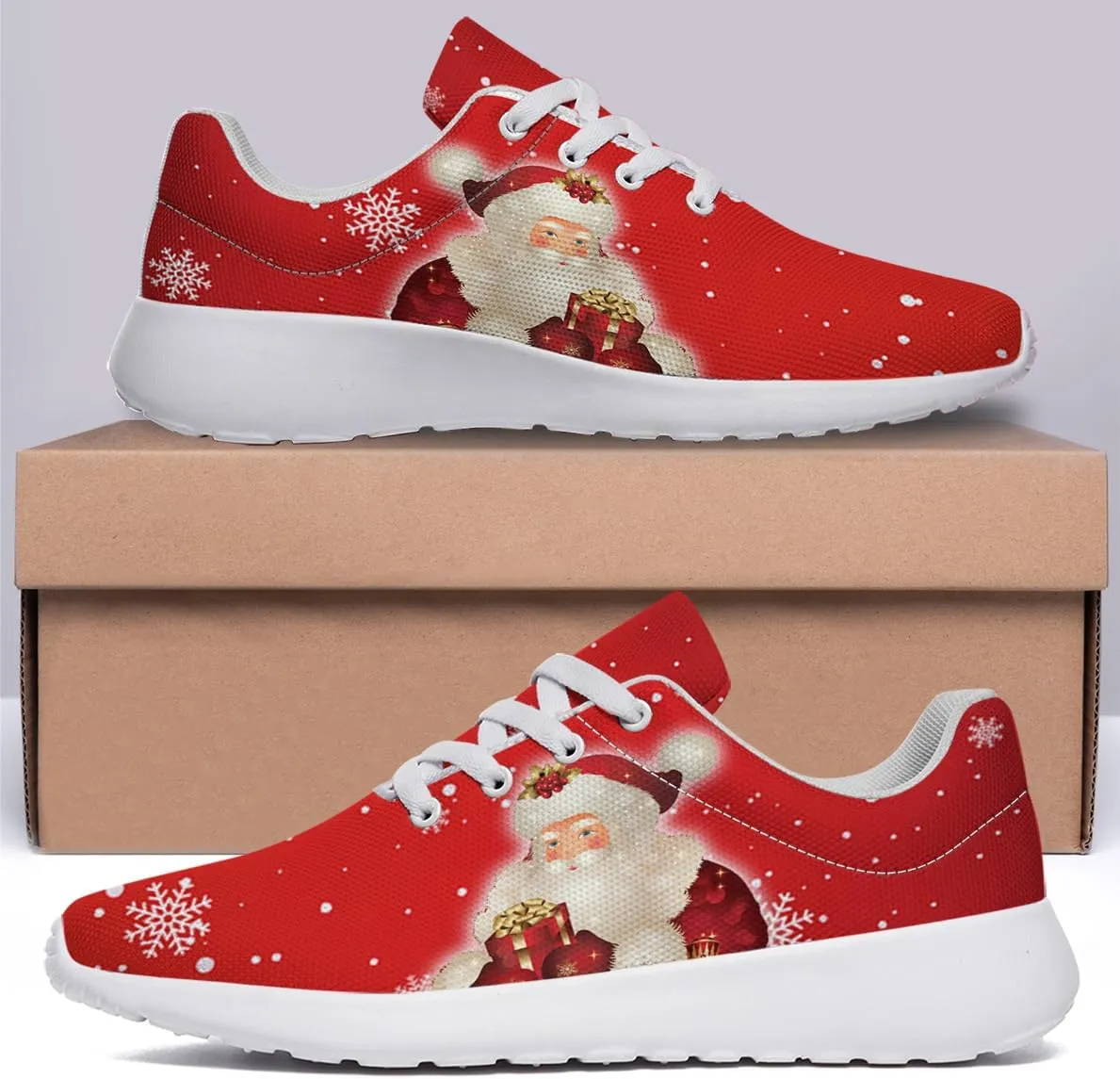Sonzj-II Christmas Shoes Women Running Shoes Men Lightweight Walking Sneakers Mesh Athletic Sport Shoes