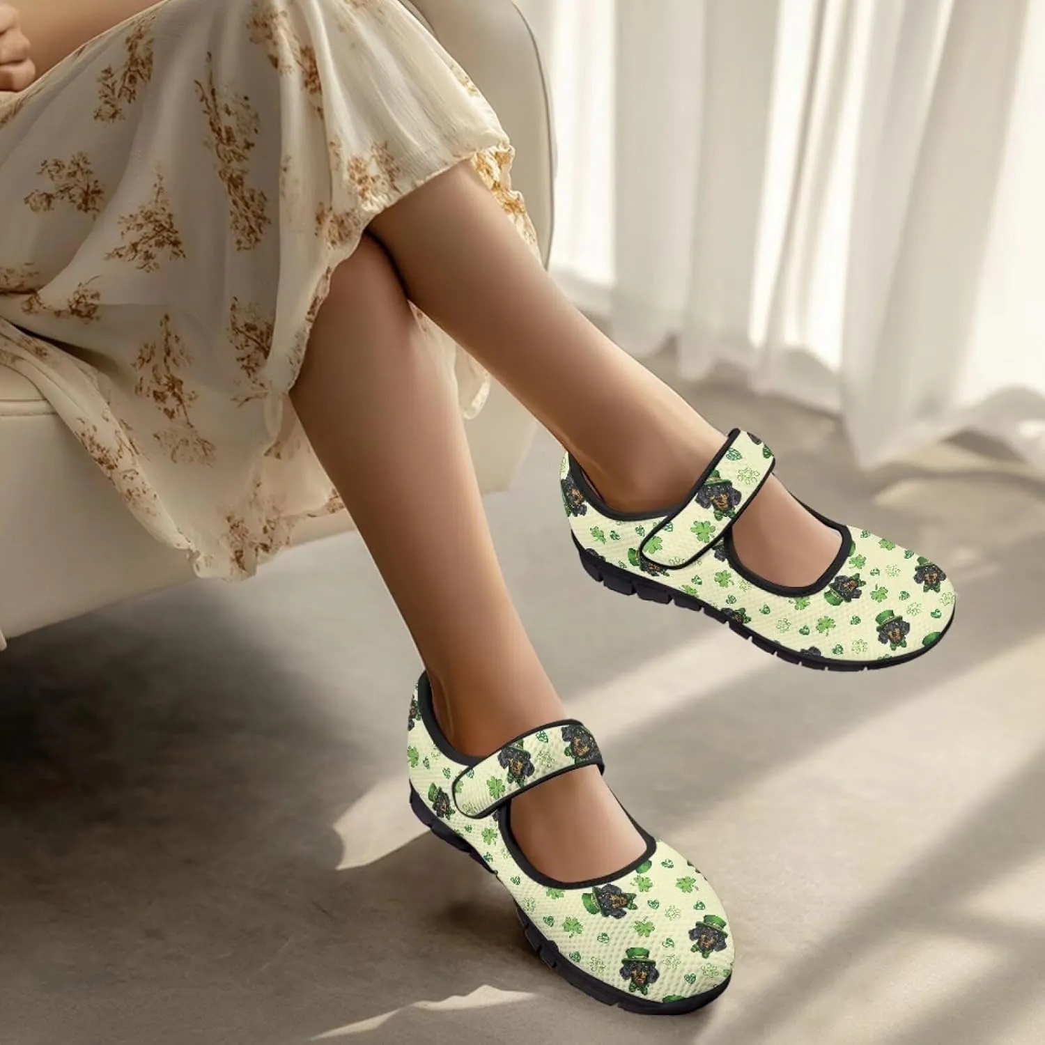 St Patricks Day Mary Jane Shoes for Womens Casual Breathable Casual Flats Non Slip Fashion Walking Sneakers