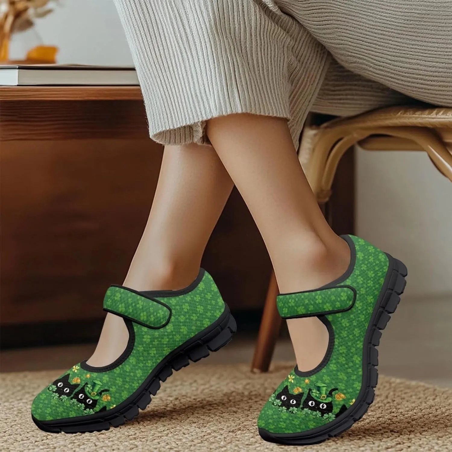 St Patricks Day Mary Jane Shoes for Womens Casual Breathable Casual Flats Non Slip Fashion Walking Sneakers
