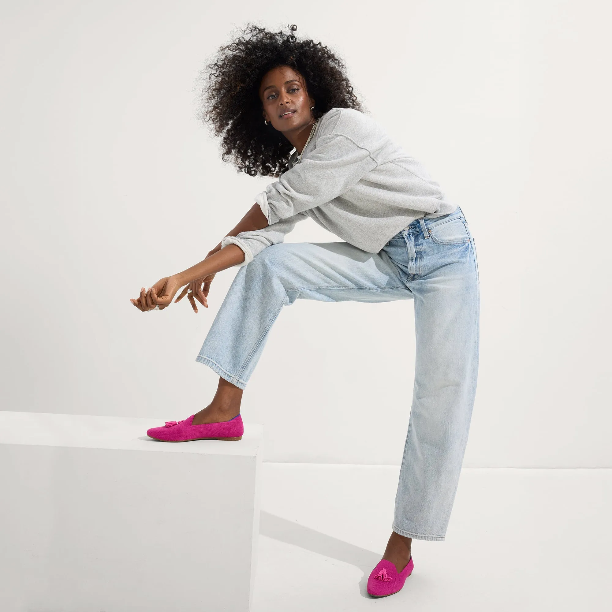 The Almond Tassel Loafer - Pink Bramble
