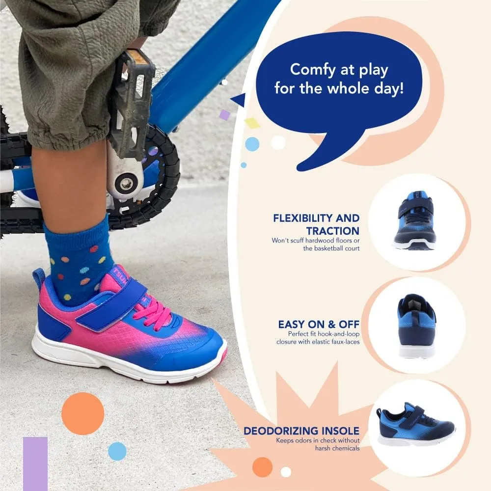 TSUKIHOSHI 3704 Turbo Strap-Closure Machine Washable Child Sneaker Shoe with Wide Toe Box and Slip-Resistant, Non-Marking Outsole - for Toddlers and Little Kids, Ages 1-8