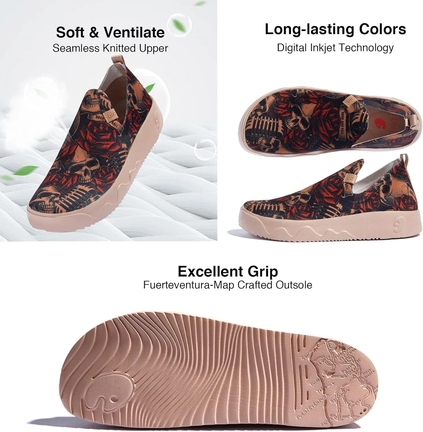 UIN Women's Art Painted Travel Shoes Slip On Casual Loafers Lightweight Comfort Fashion Sneaker Fuerteventura