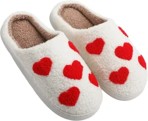 Valentines Heart Slippers for Women Valentines Plush Non Skid House Slippers for Galentine's day