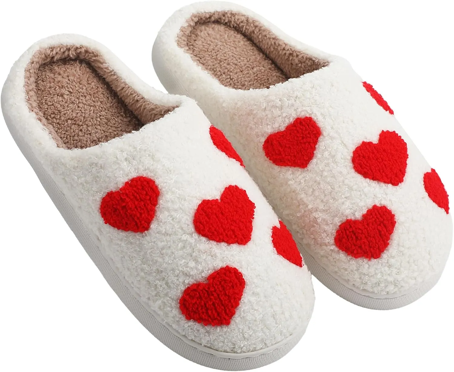 Valentines Heart Slippers for Women Valentines Plush Non Skid House Slippers for Galentine's day