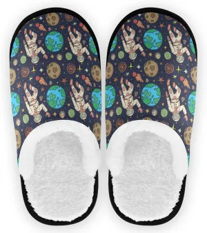 visesunny Astronauts Star Rocket Planet Cozy Fuzzy Womens Memory Foam House Slippers Plush Fleece Indoor Outdoor Slipper