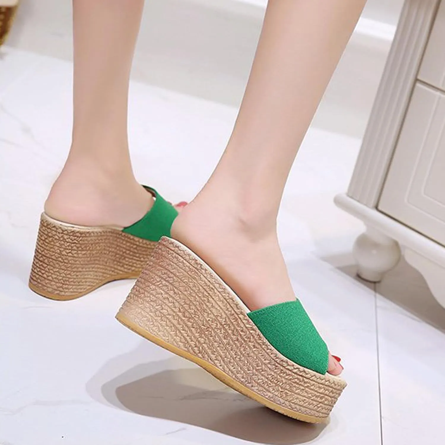 Wide Straps Platform Wedge Sandals for Women Breathable Open Toe Espadrille Sandals Comfort Slip On Mules Summer Casual Beach Slides