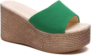 Wide Straps Platform Wedge Sandals for Women Breathable Open Toe Espadrille Sandals Comfort Slip On Mules Summer Casual Beach Slides