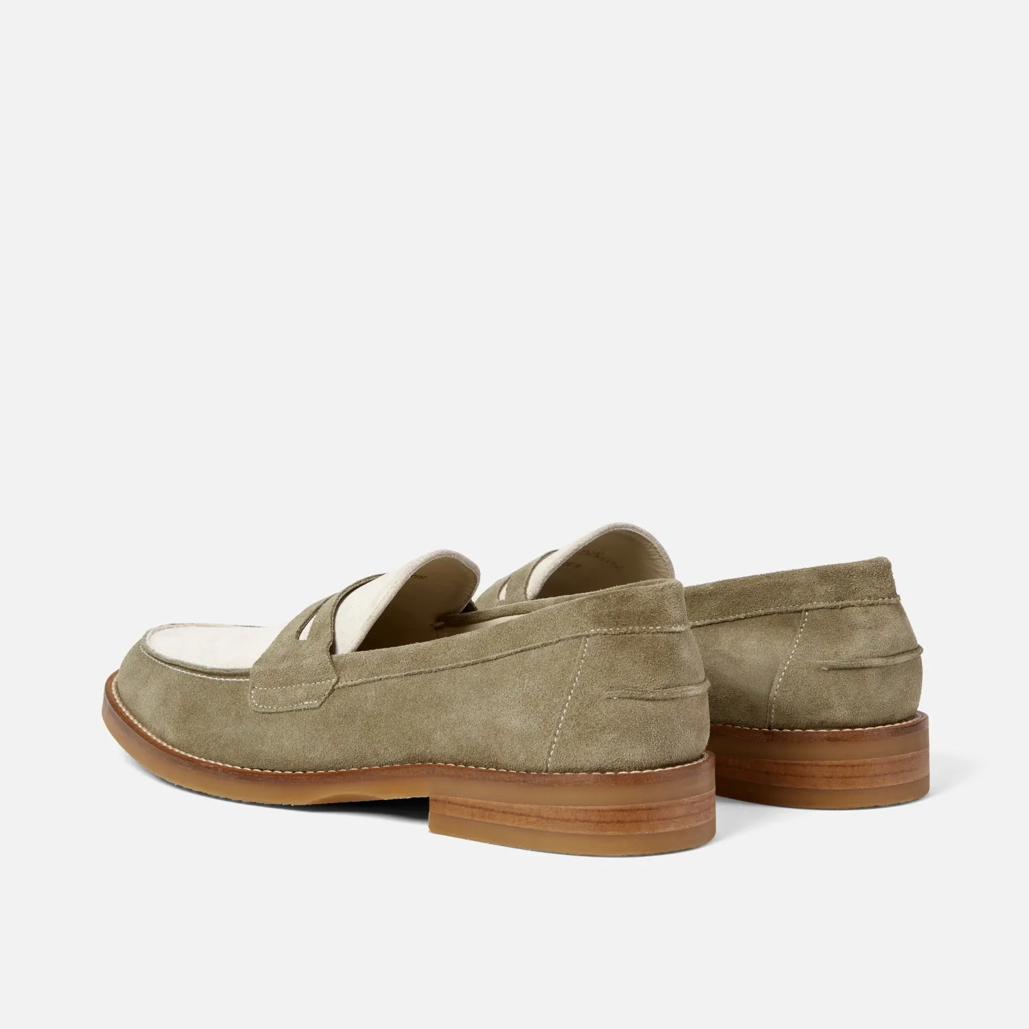 Wilde Sage   White Suede Penny Loafer - Men's