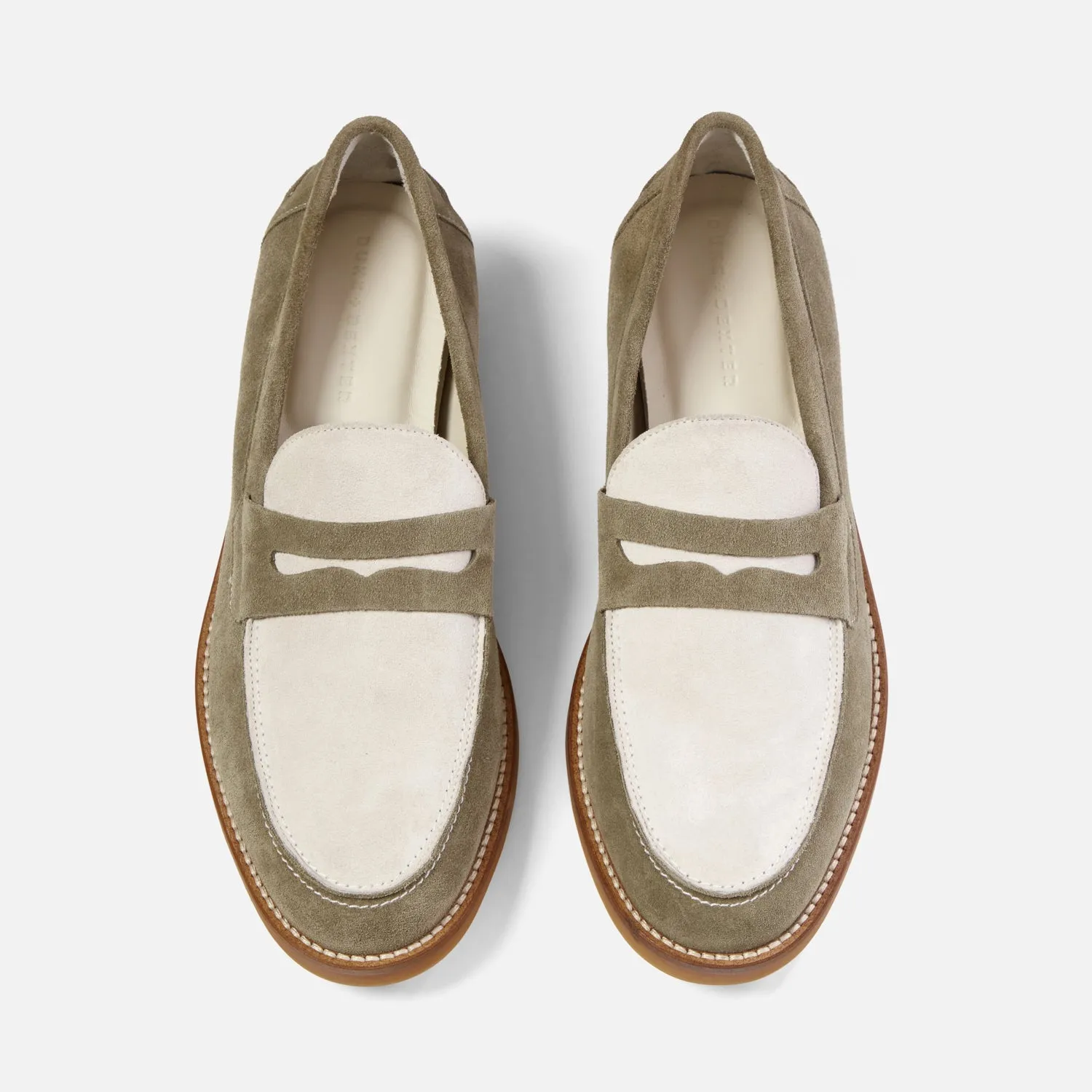 Wilde Sage   White Suede Penny Loafer - Men's