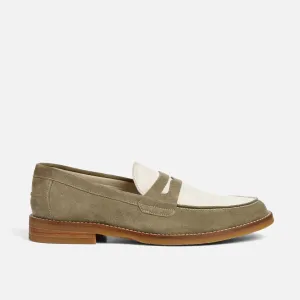 Wilde Sage   White Suede Penny Loafer - Men's