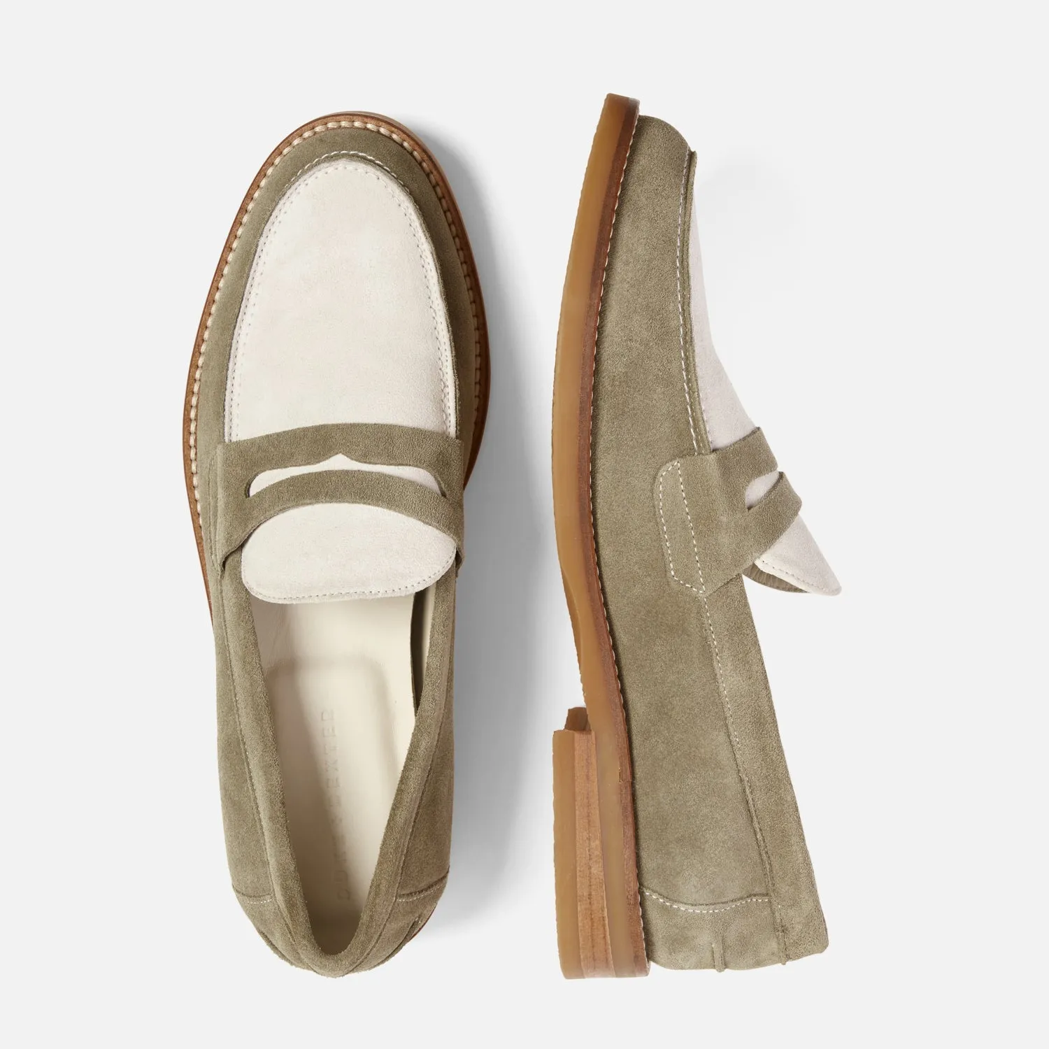 Wilde Sage   White Suede Penny Loafer - Men's