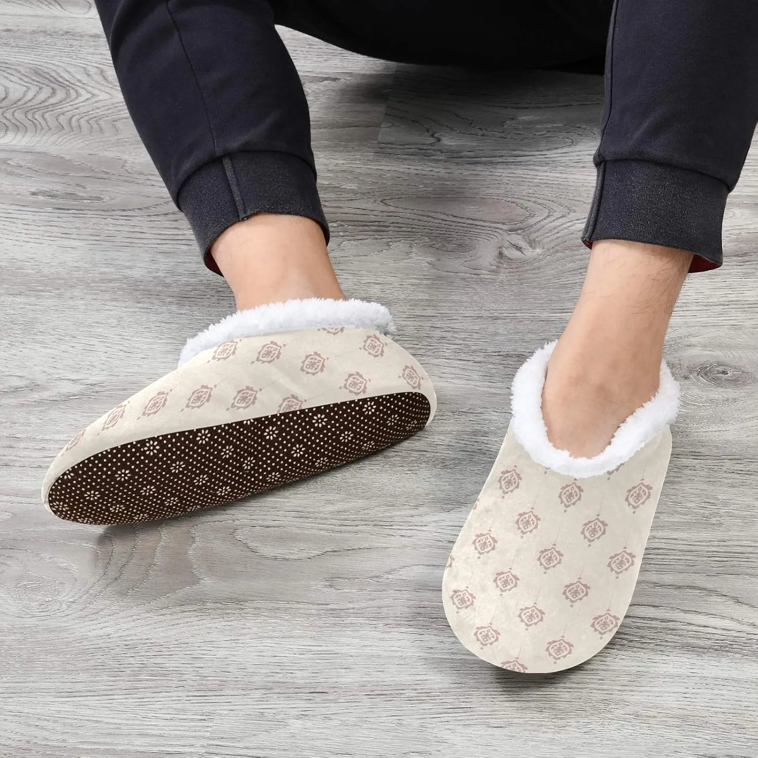 Winter House Slippers for Women/Men with Abstract Fruits Pattern Orange Element Cozy Fleece Slippers