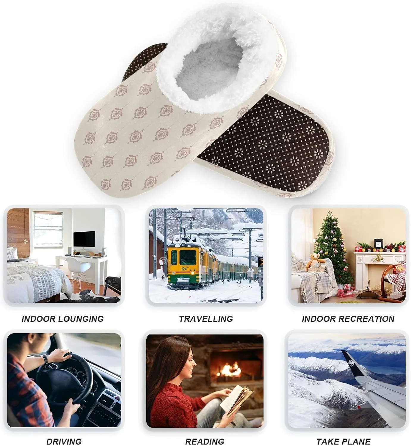 Winter House Slippers for Women/Men with Abstract Fruits Pattern Orange Element Cozy Fleece Slippers