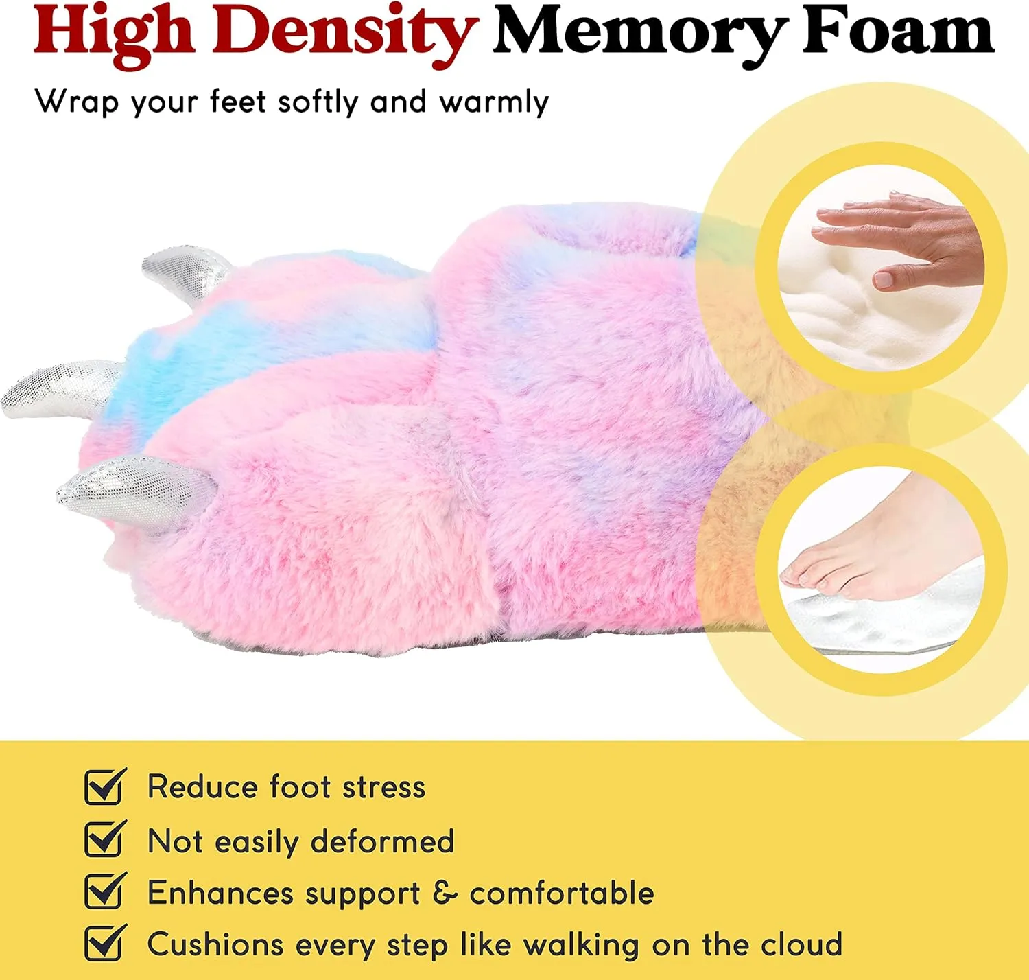 Women Plush Animal Paw Slippers Funny Novelty Bear Claw Slippers Cozy Furry Warm Memory Foam Slippers Gifts for Halloween Christmas