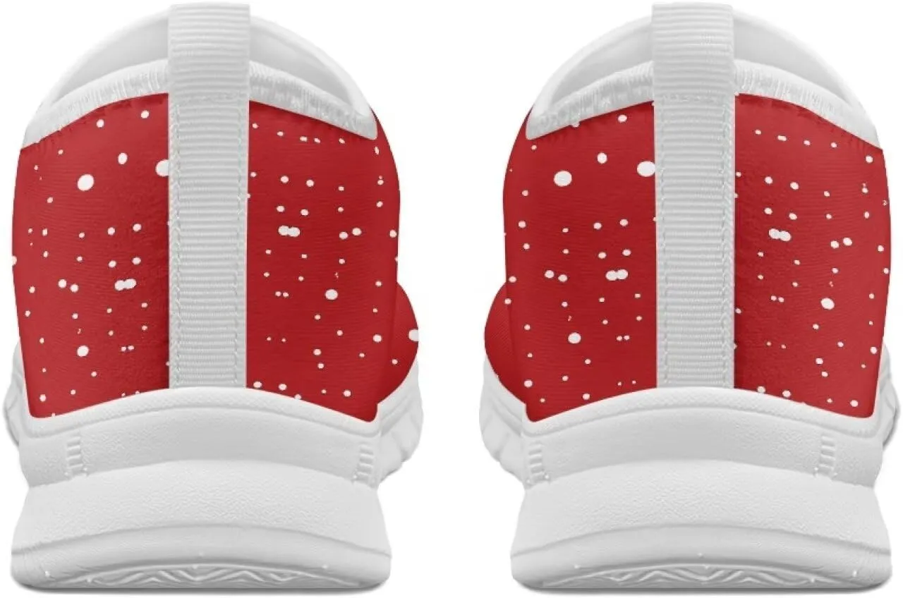 Women's Christmas Sneaker Casual Low-Top Lightweight Walking Shoes Cozy Slip On Anti-Skid Holiday Walking Sneaker for Ladies US 5.5-11.5