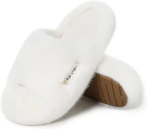 Women's House Slippers Fuzzy Platform Slides Faux Fur Fluffy Sandals Winter Memory Foam Cloud Footwear Latex Insoles