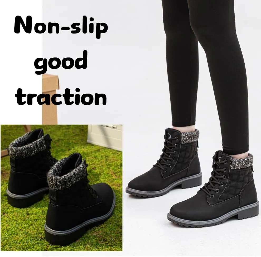 Women's Waterproof Hiking Work Boots - Lightweight Non-Slip Ankle Boot for Outdoor & Office (Black White)