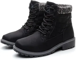 Women's Waterproof Hiking Work Boots - Lightweight Non-Slip Ankle Boot for Outdoor & Office (Black White)