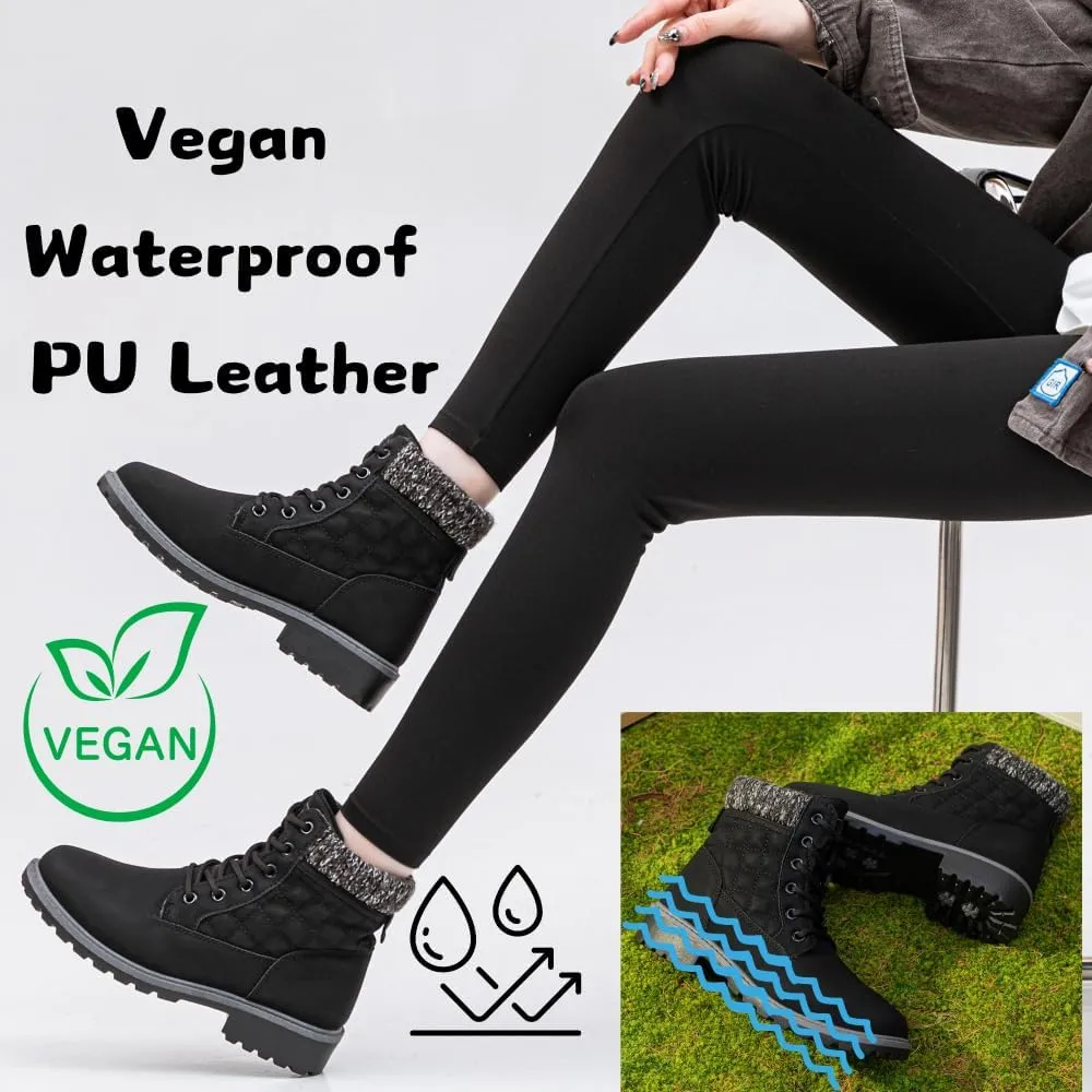 Women's Waterproof Hiking Work Boots - Lightweight Non-Slip Ankle Boot for Outdoor & Office (Black White)