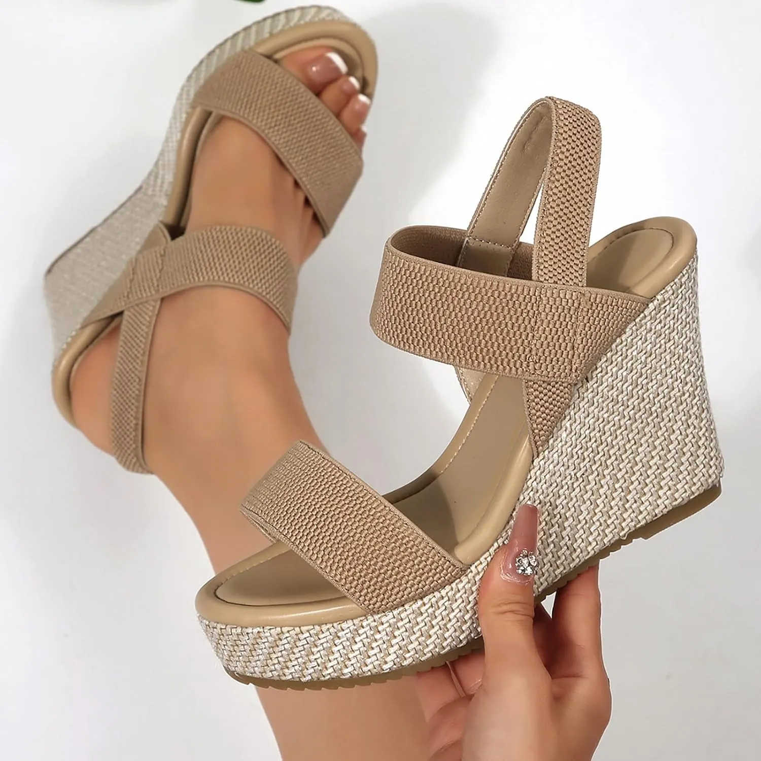 ZSpzx Women Wedge Sandals 2025,Breathable Ladies Dress Indoor/Outdoor Soft Cushion Walking Footwear Comfortable Non-Slip Casual Shoe Summer Fashion Beach Vacation Slippers Daily Wear Height Increase